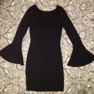 Black Bell Sleeve Bodycon Dress